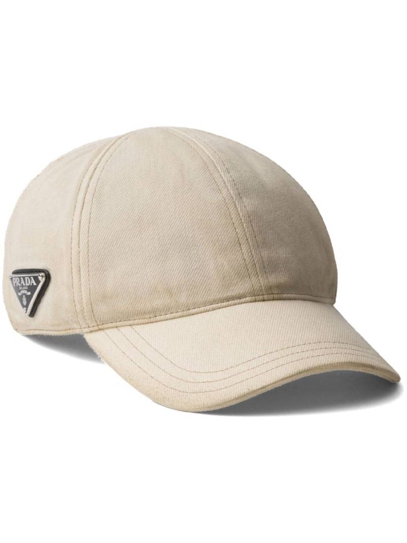 Prada logo-patch denim baseball cap - Neutrals von Prada