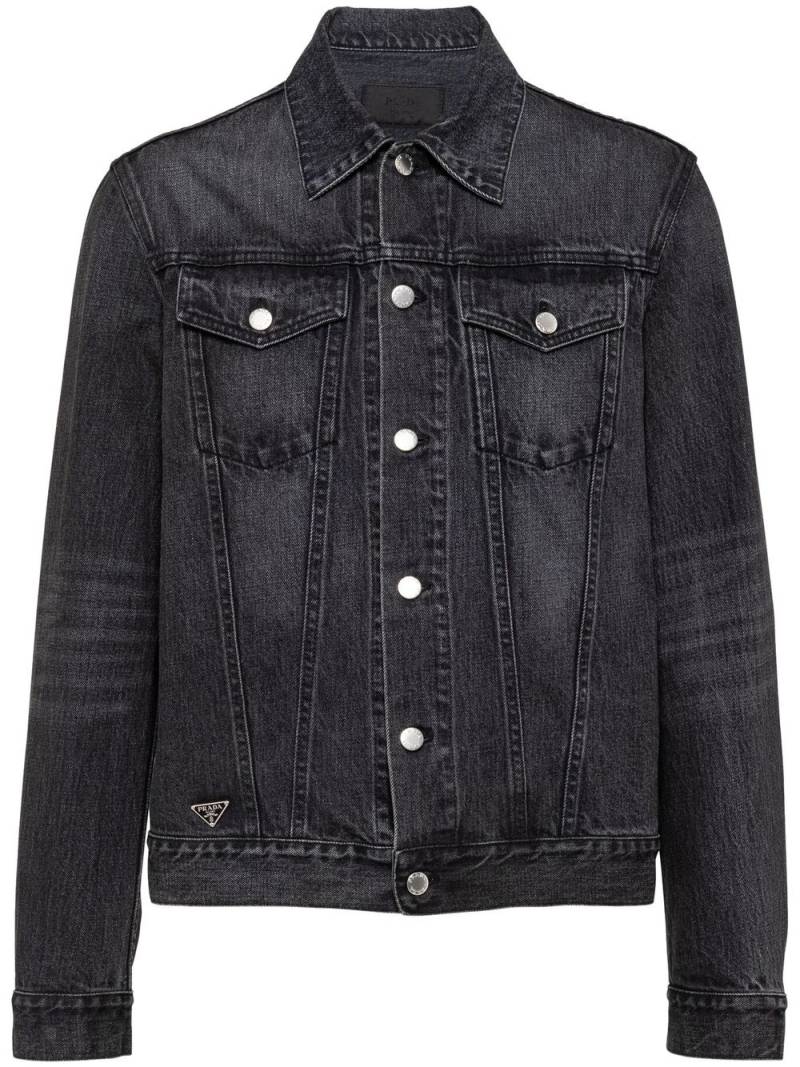 Prada triangle-logo denim blouson jacket - Black von Prada