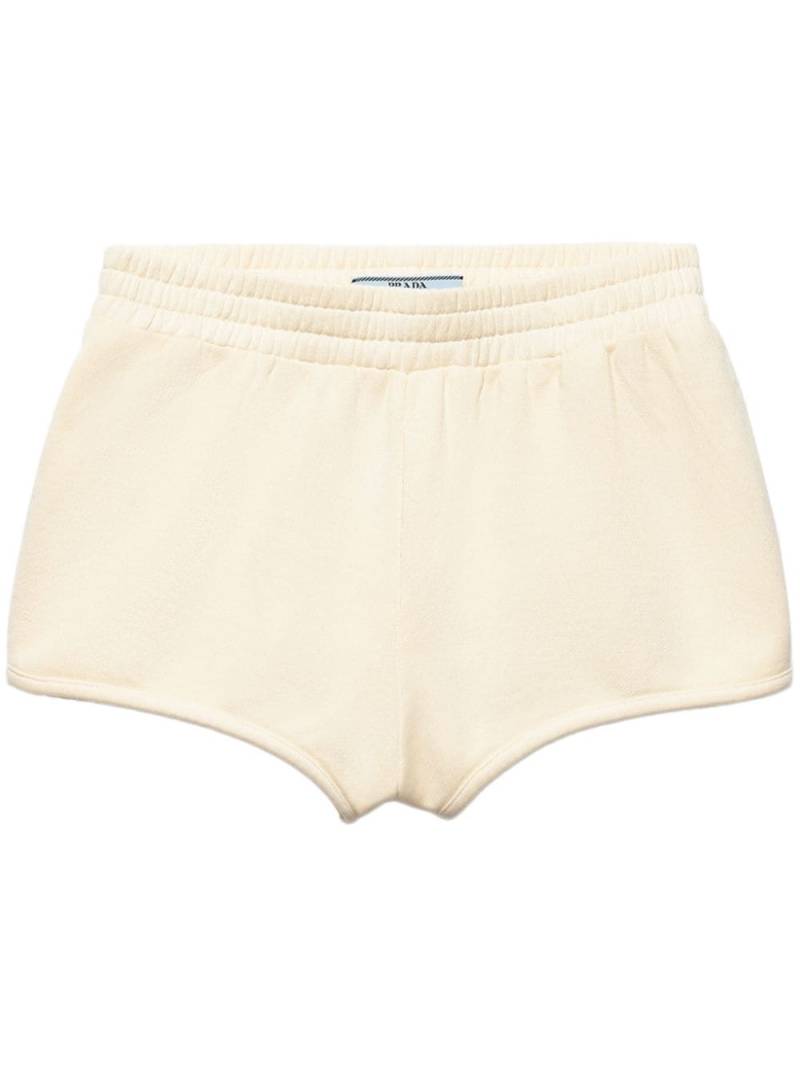 Prada logo-patch fleece shorts - Yellow von Prada