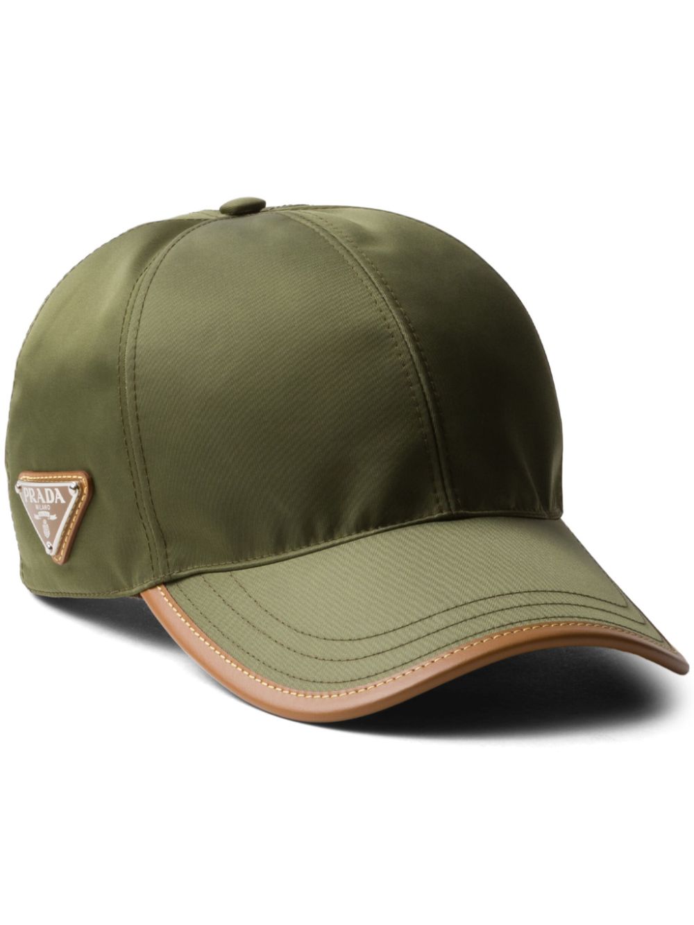 Prada logo-plaqie baseball cap - Green von Prada