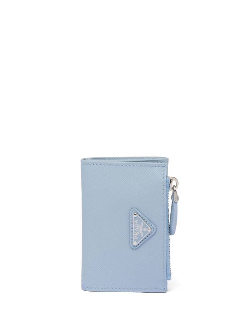 Prada logo-plaque Saffiano leather cardholder - Blue von Prada