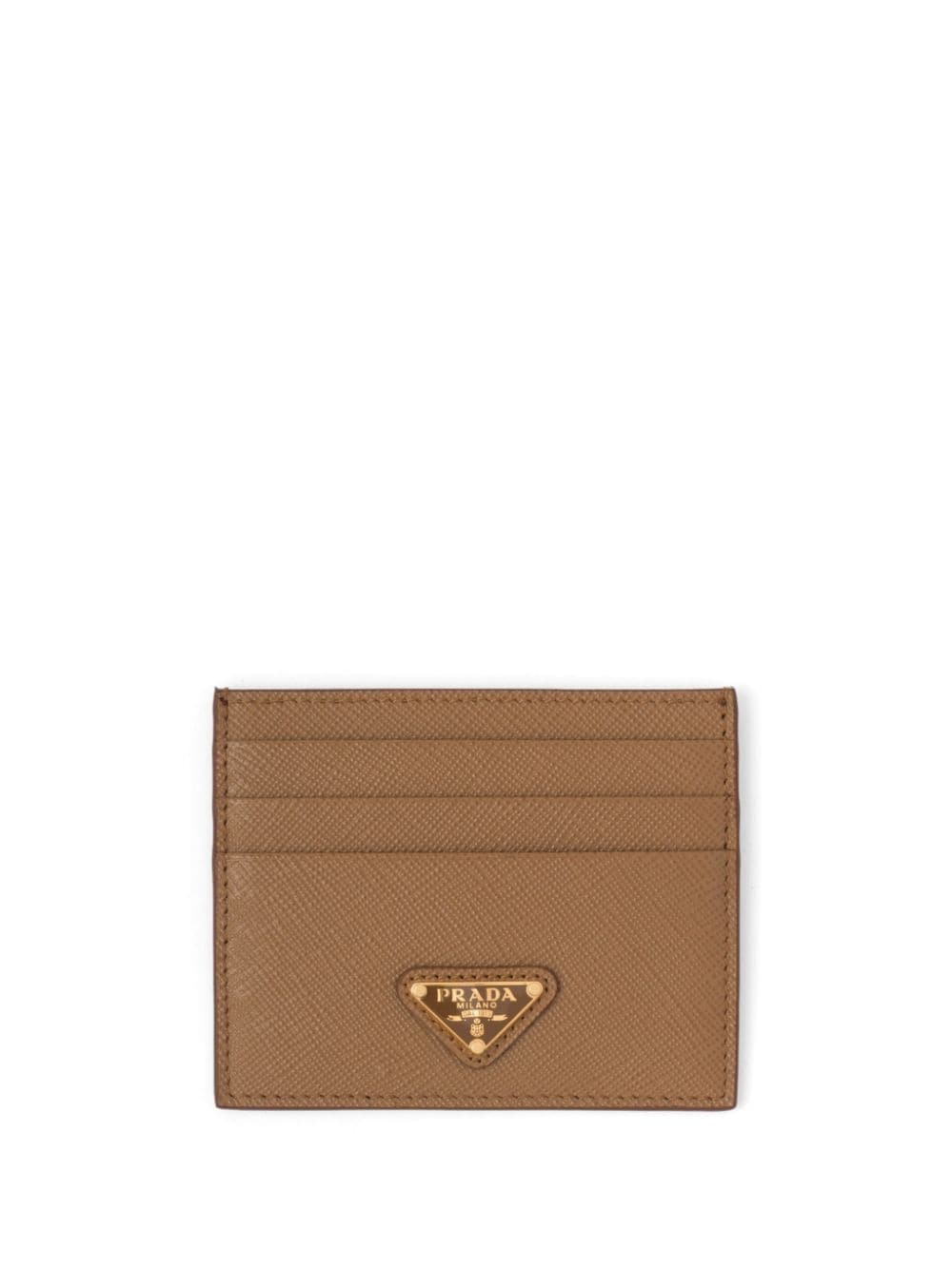 Prada logo-plaque Saffiano leather cardholder - Brown von Prada