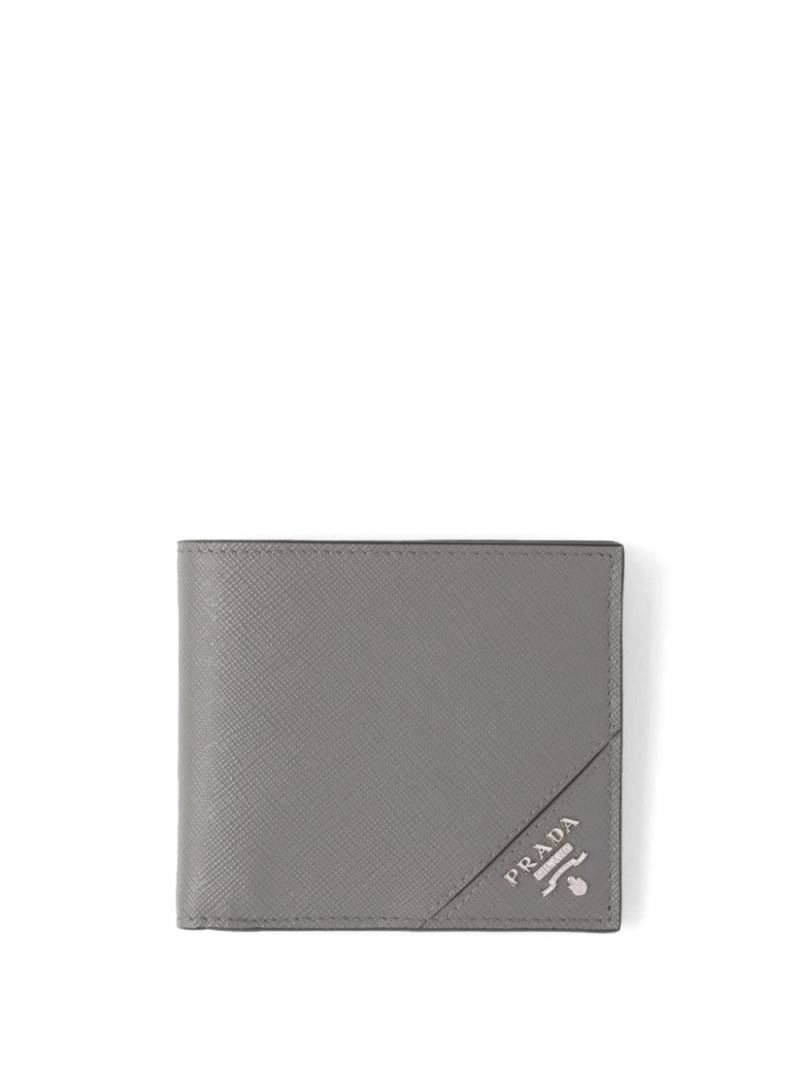 Prada logo-plaque Saffiano leather wallet - Grey von Prada