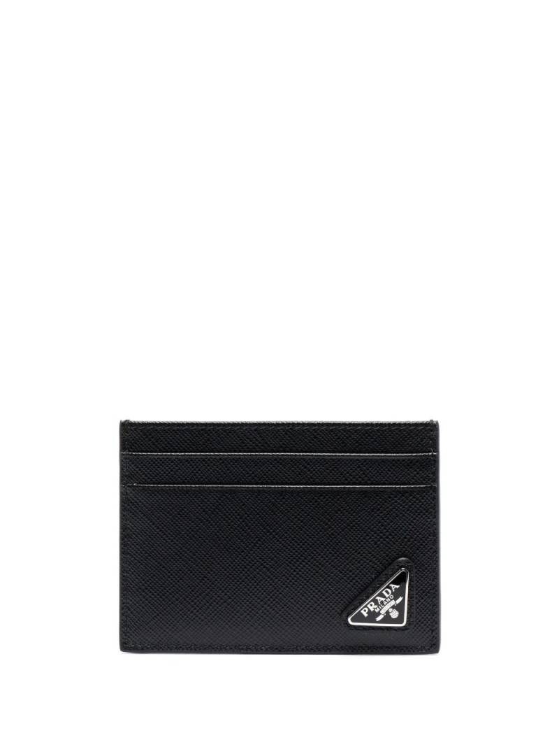 Prada logo-plaque card holder - Black von Prada