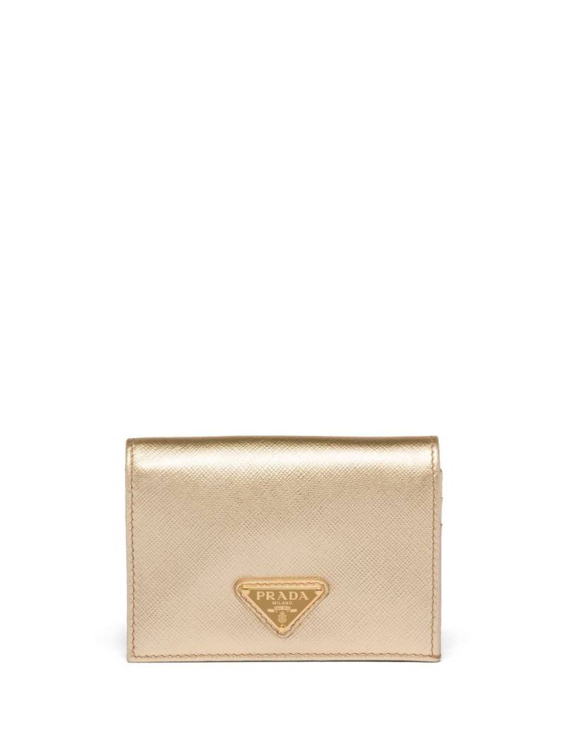 Prada logo-plaque card-holder - Gold von Prada