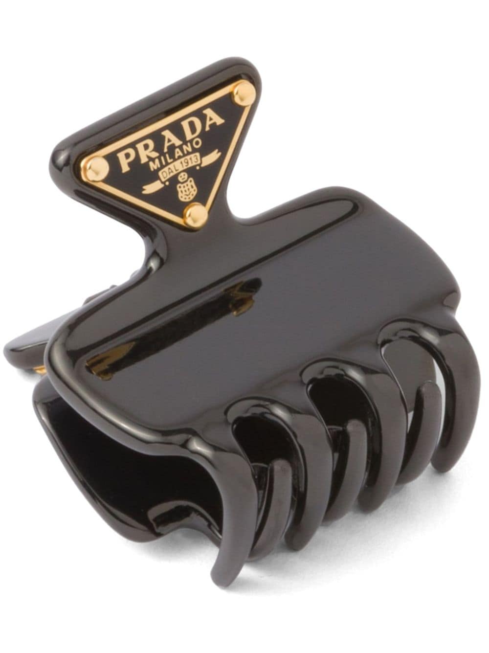 Prada triangle-logo claw clip - Black von Prada