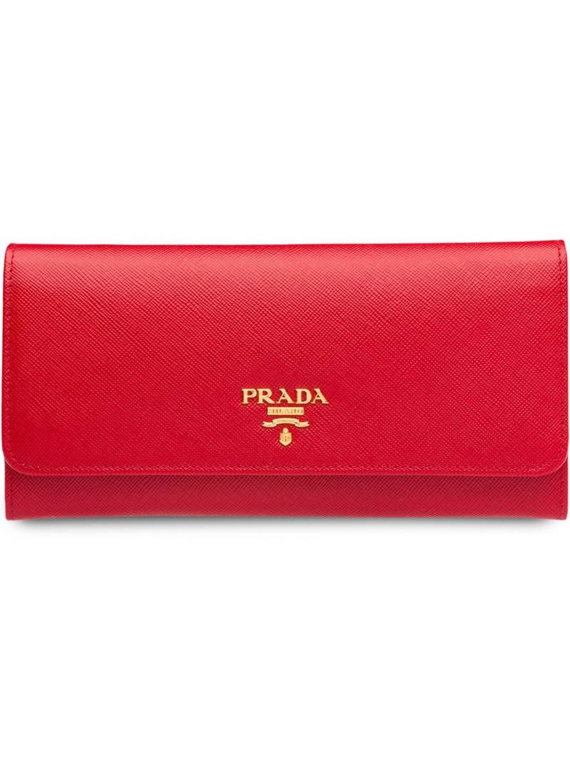 Prada logo-plaque continental wallet - Red von Prada