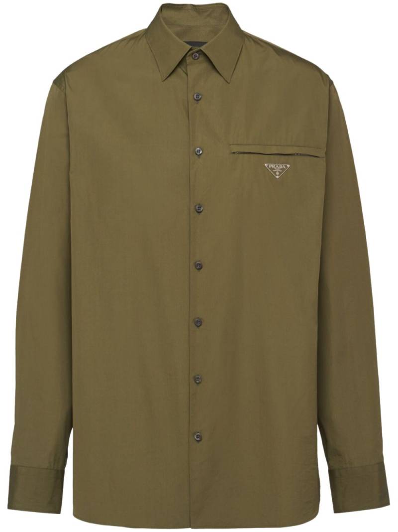 Prada triangle-logo cotton shirt - Green von Prada