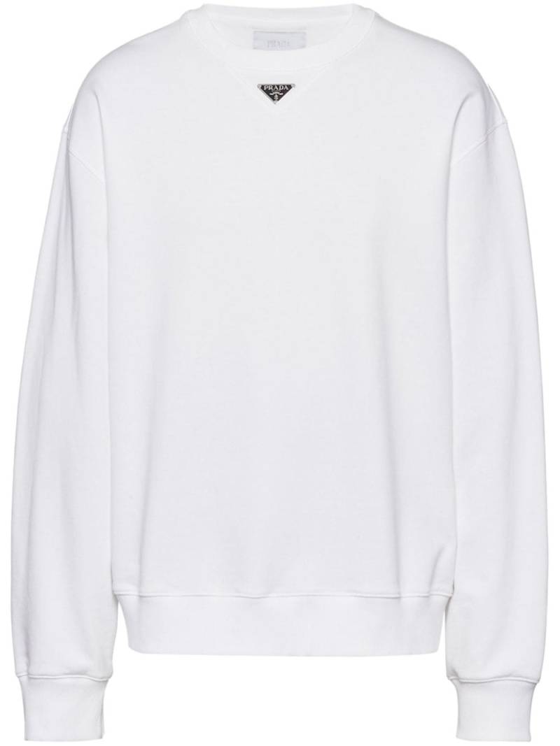 Prada logo-plaque cotton sweatshirt - White von Prada