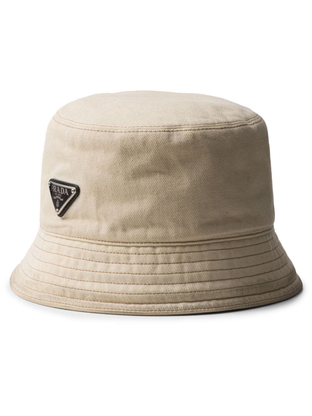 Prada logo-plaque denim bucket hat - Neutrals von Prada