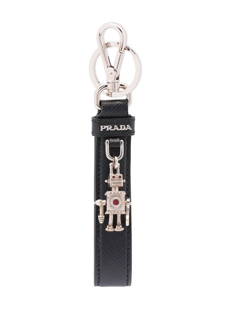 Prada logo-plaque keychain - Black von Prada