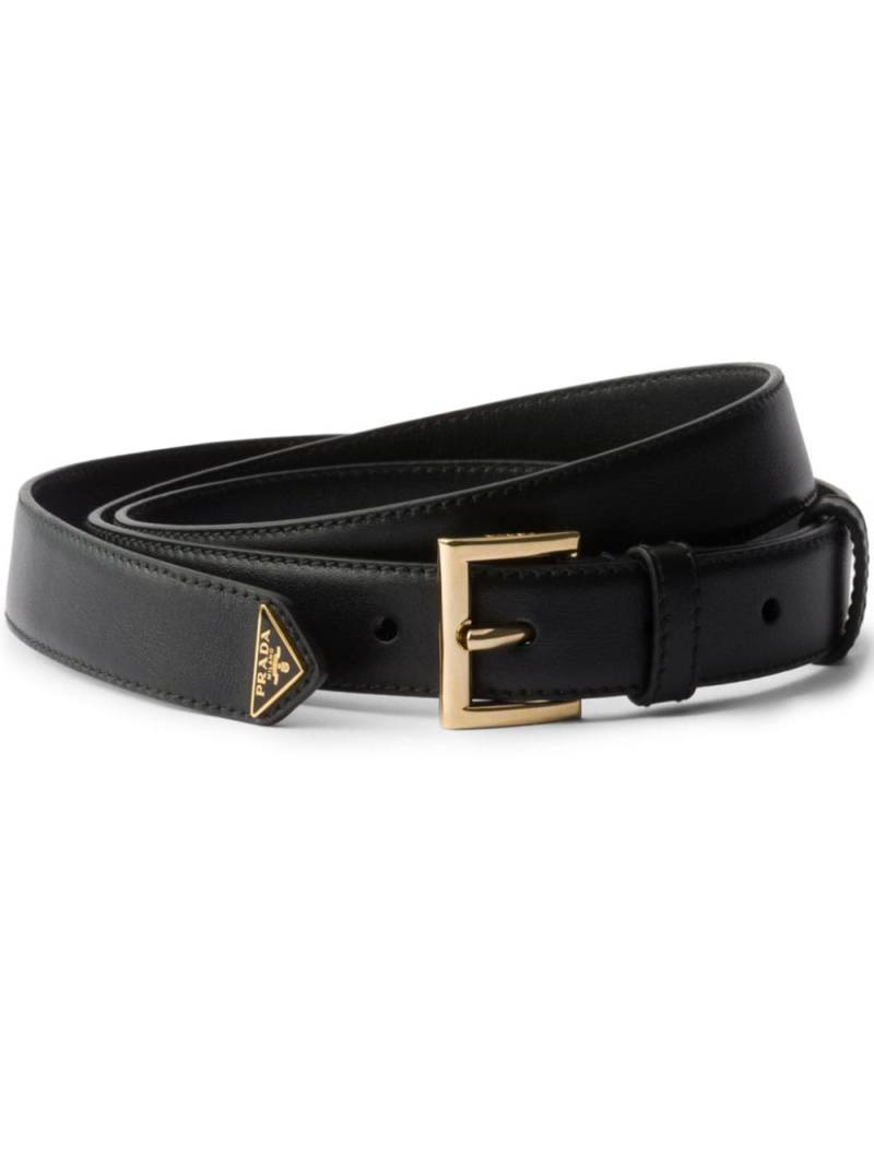 Prada logo plaque leather belt - Black von Prada