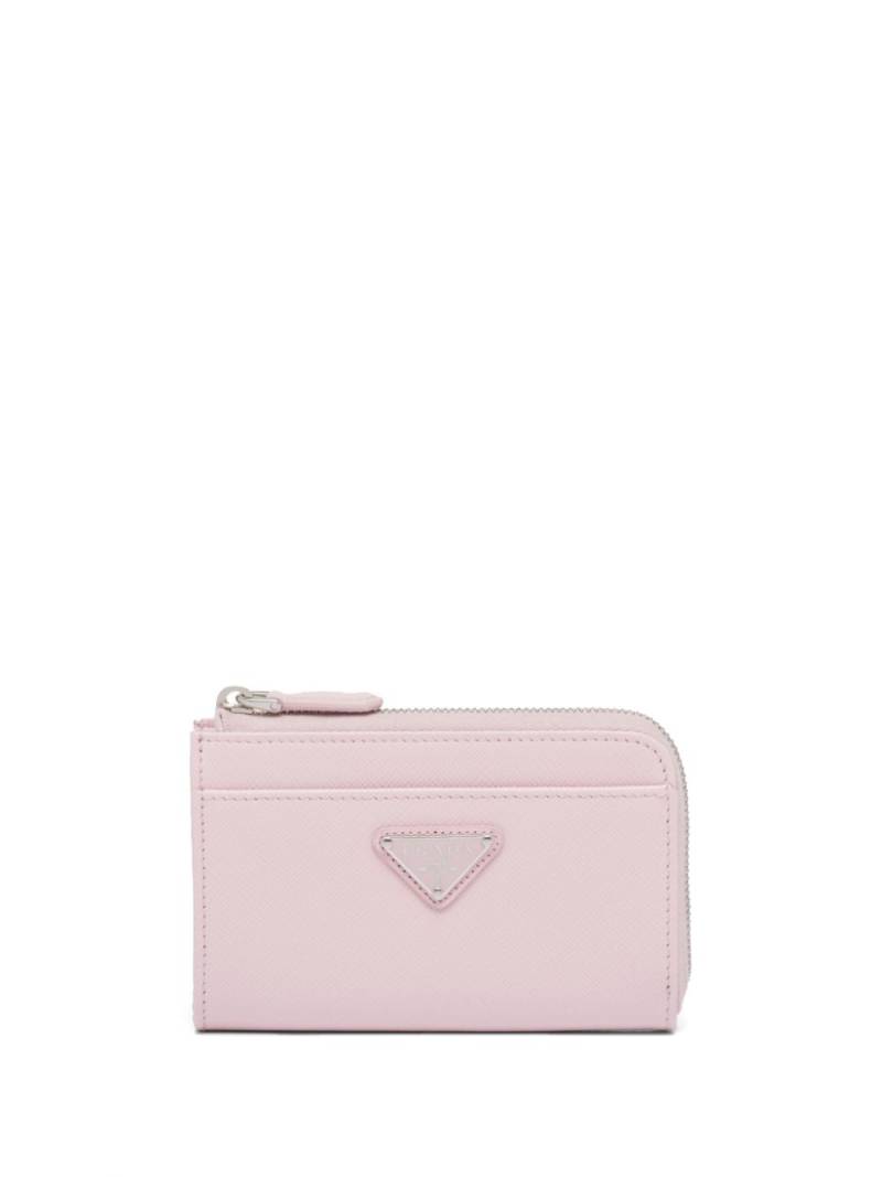 Prada logo-plaque leather keychain - Pink von Prada