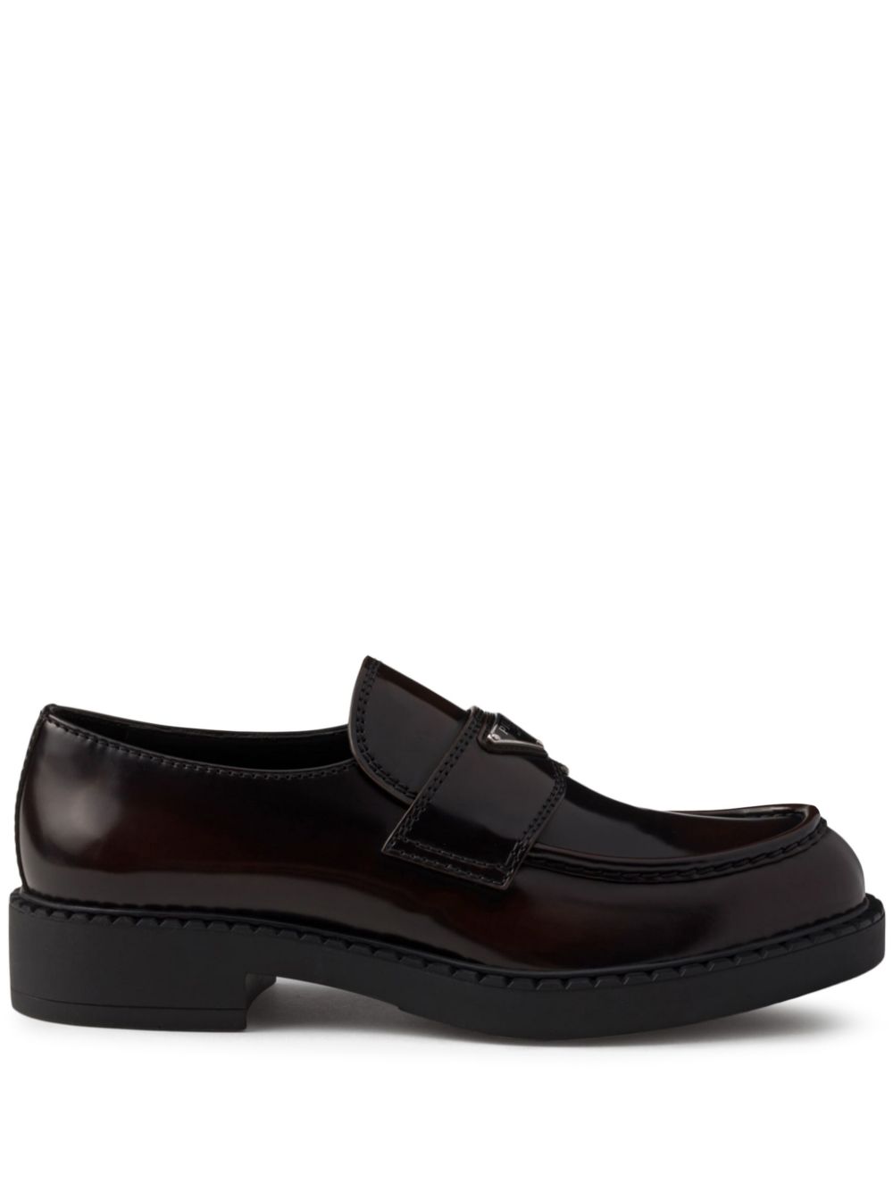 Prada logo-plaque leather loafers - Brown von Prada