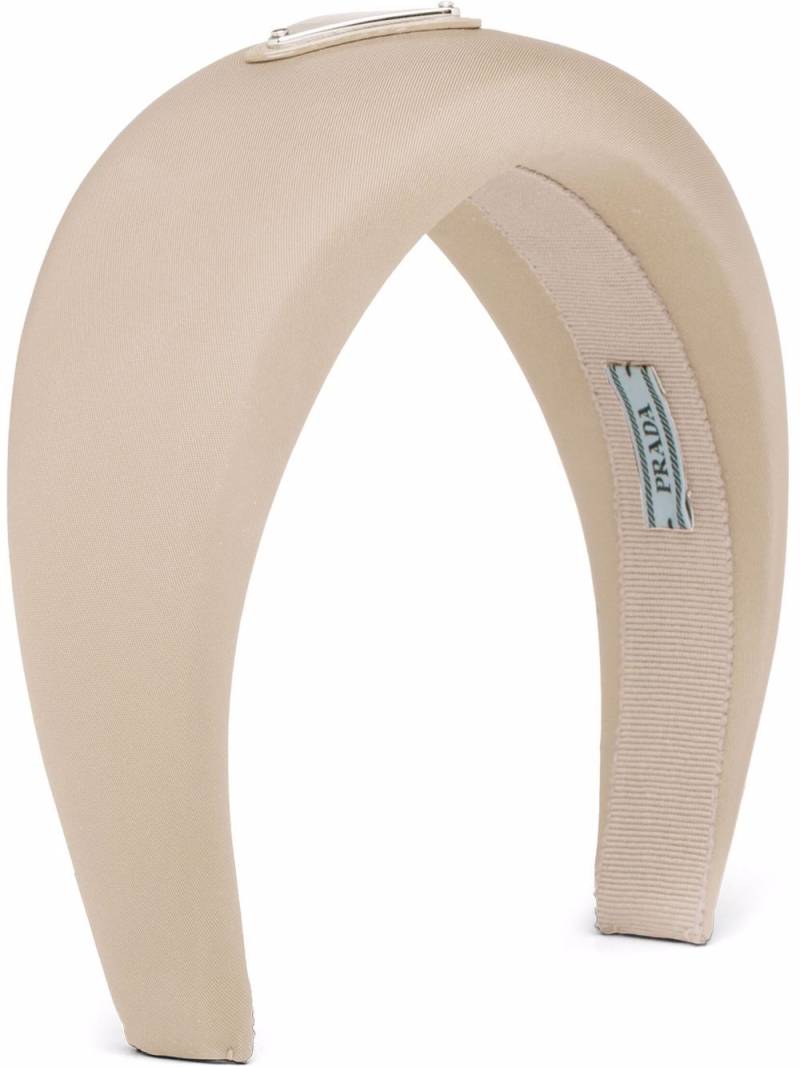 Prada logo-plaque padded headband - Neutrals von Prada