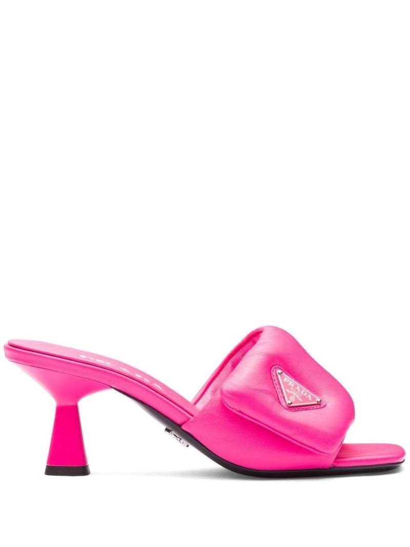 Prada logo-plaque padded sandals - Pink von Prada