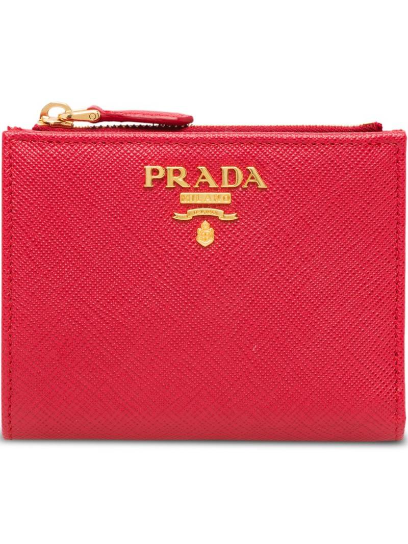 Prada logo-plaque square wallet - Red von Prada