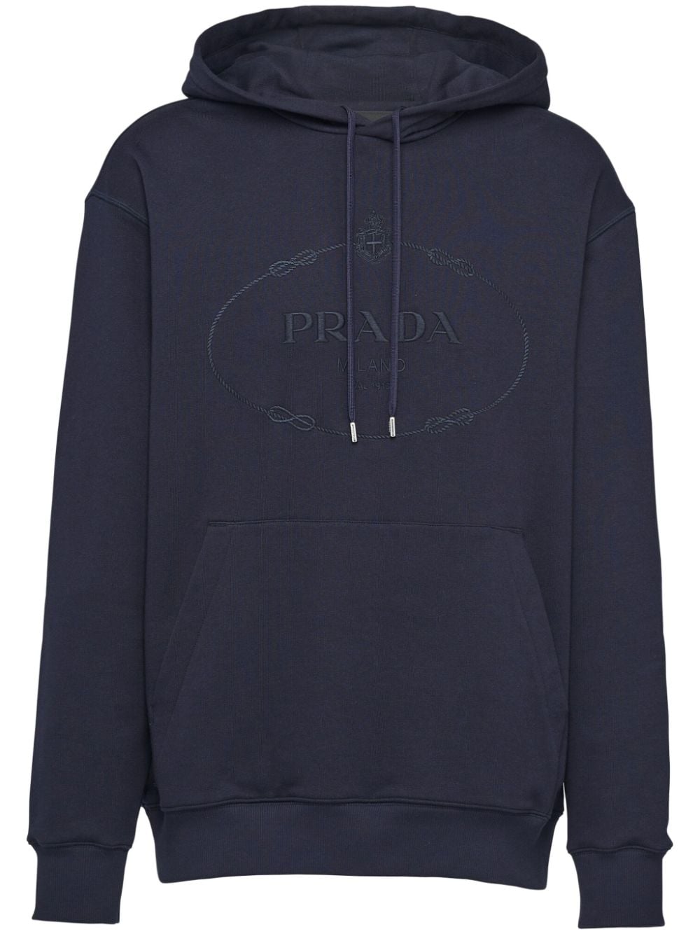 Prada logo-print cotton hoodie - Blue von Prada