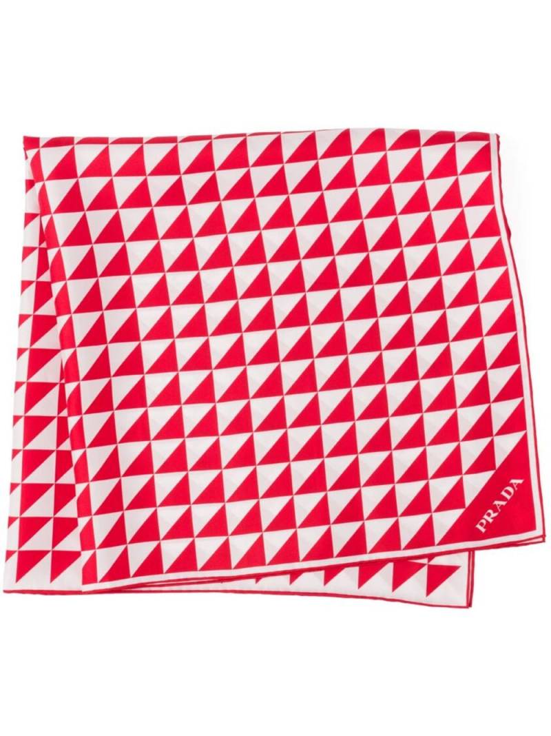 Prada logo-print silk twill scarf - Red von Prada