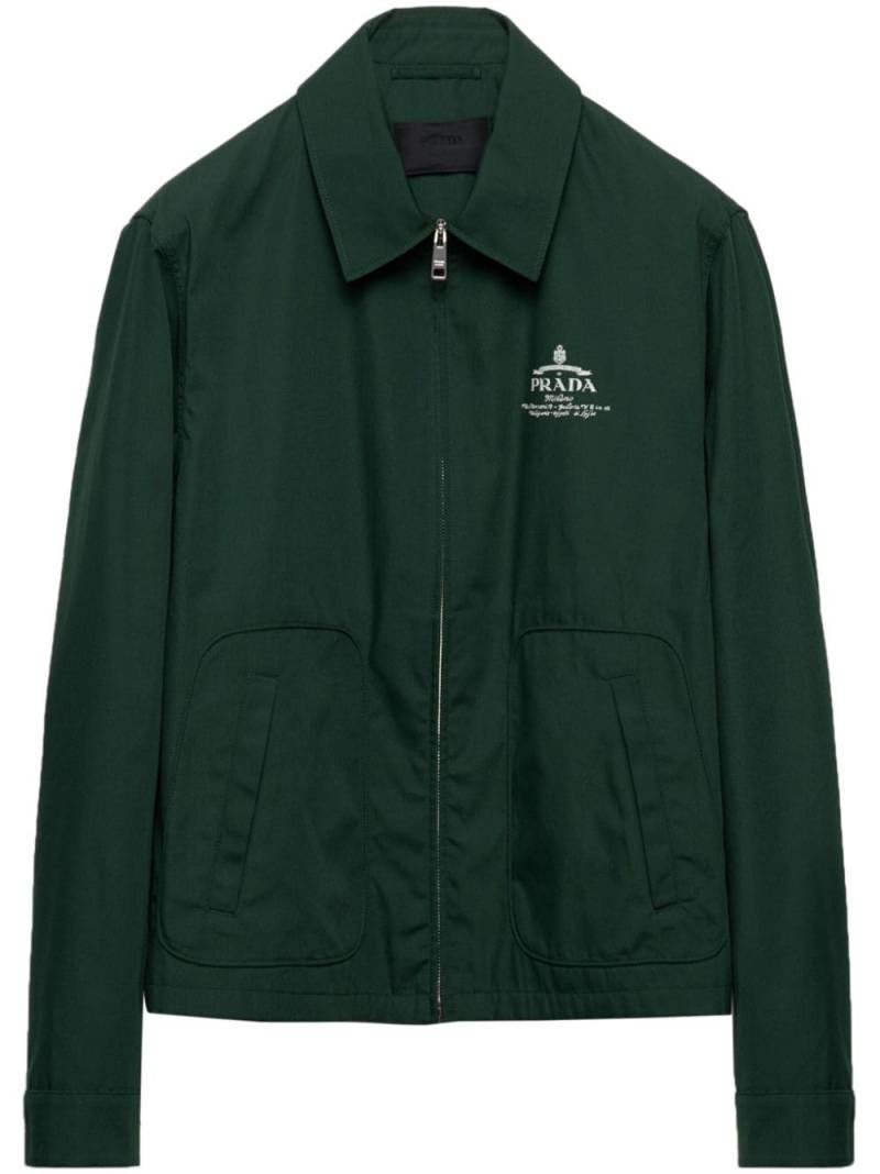 Prada logo print zip jacket - Green von Prada