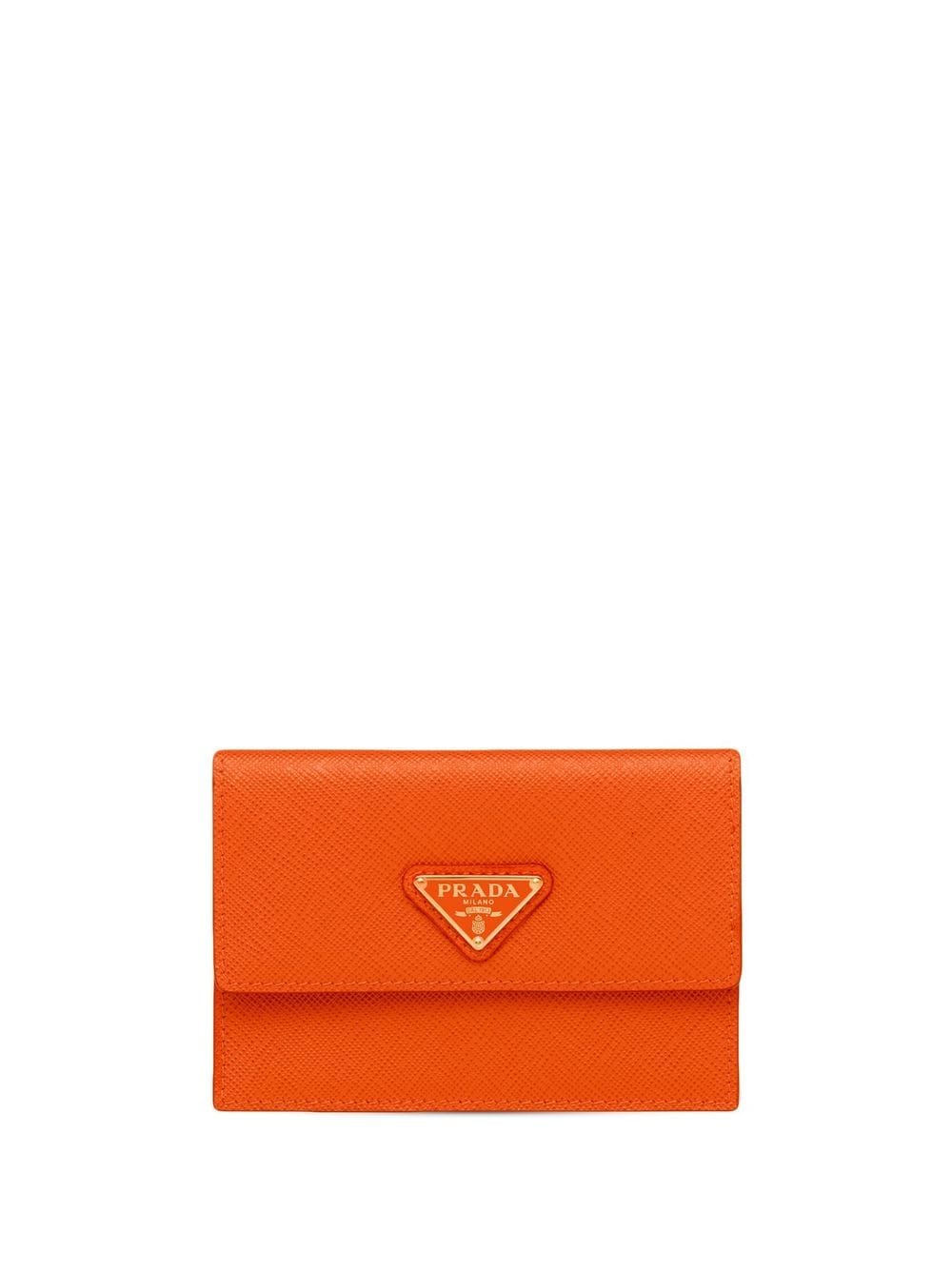 Prada logo saffiano leather briefcase - Orange von Prada