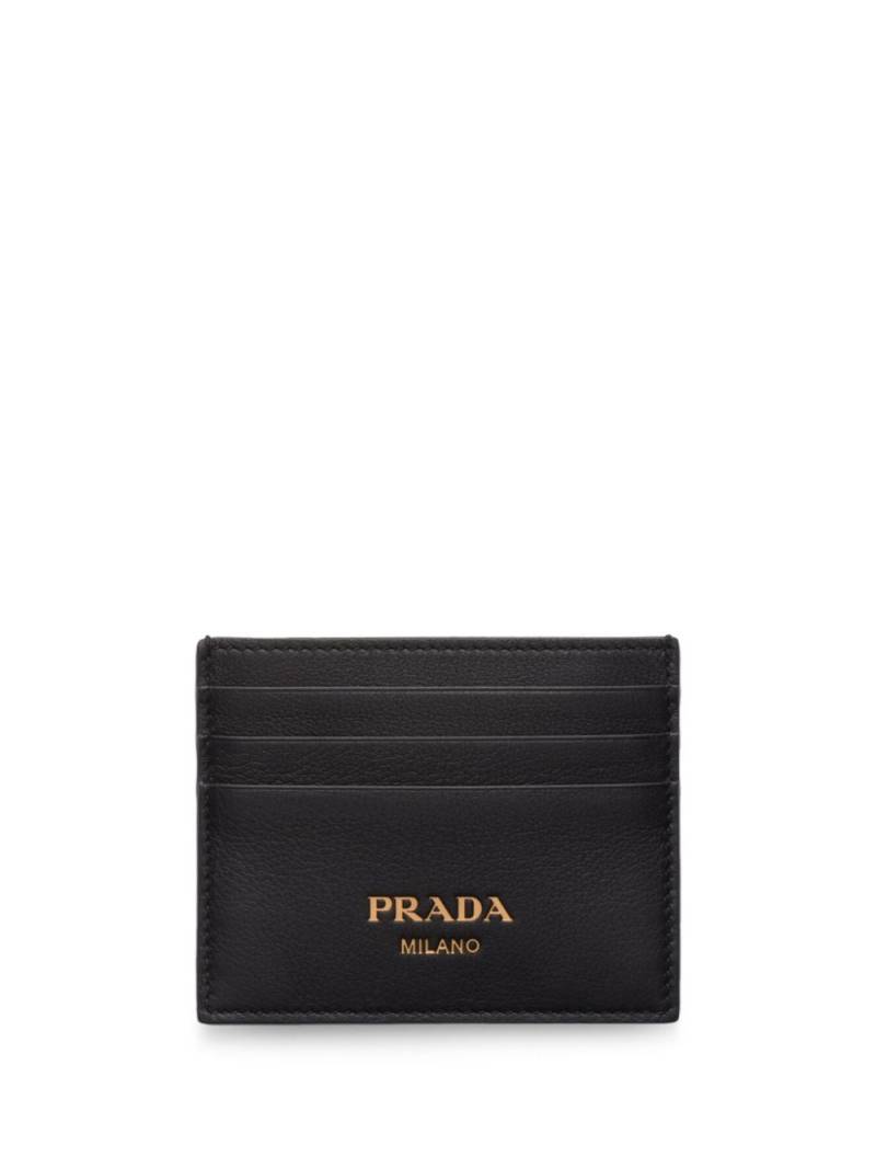 Prada logo-stamp leather cardholder - Black von Prada