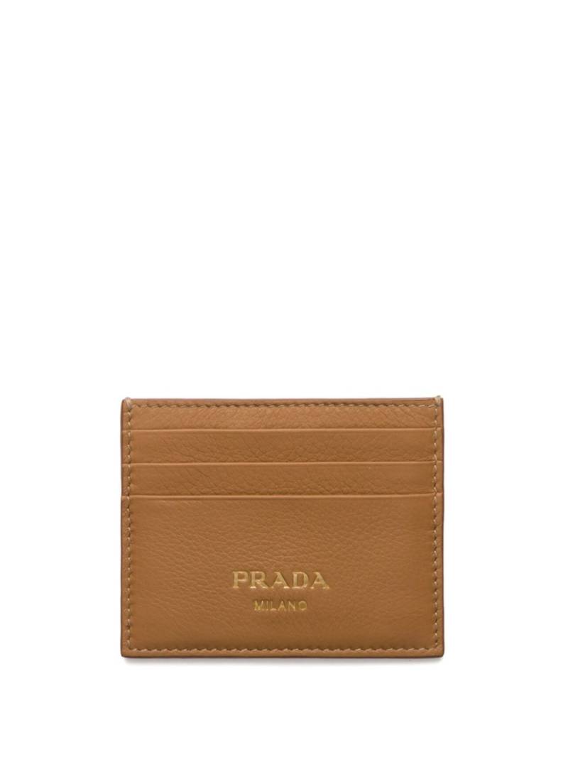 Prada logo-stamp leather cardholder - Brown von Prada