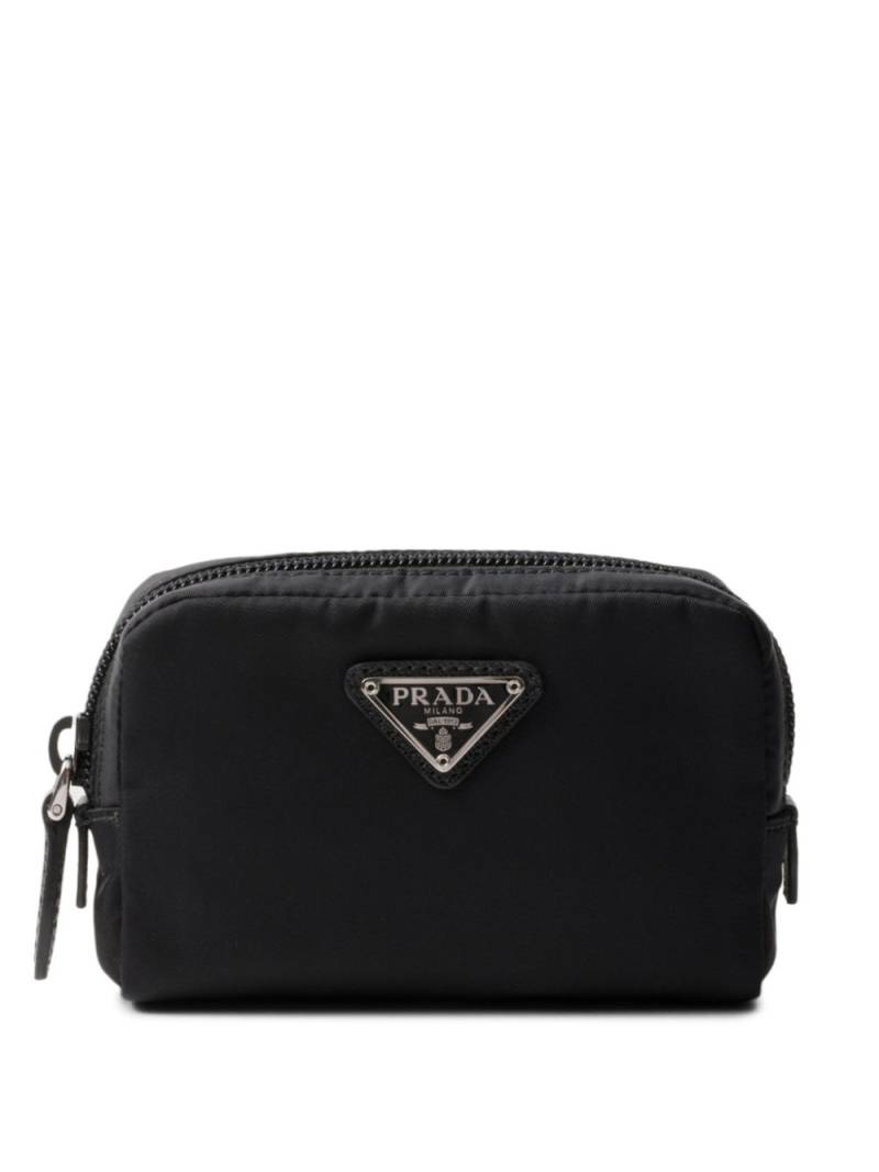 Prada logo-triangle make-up bag - Black von Prada