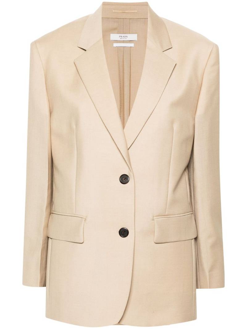 Prada logo-triangle single-breasted blazer - Neutrals von Prada