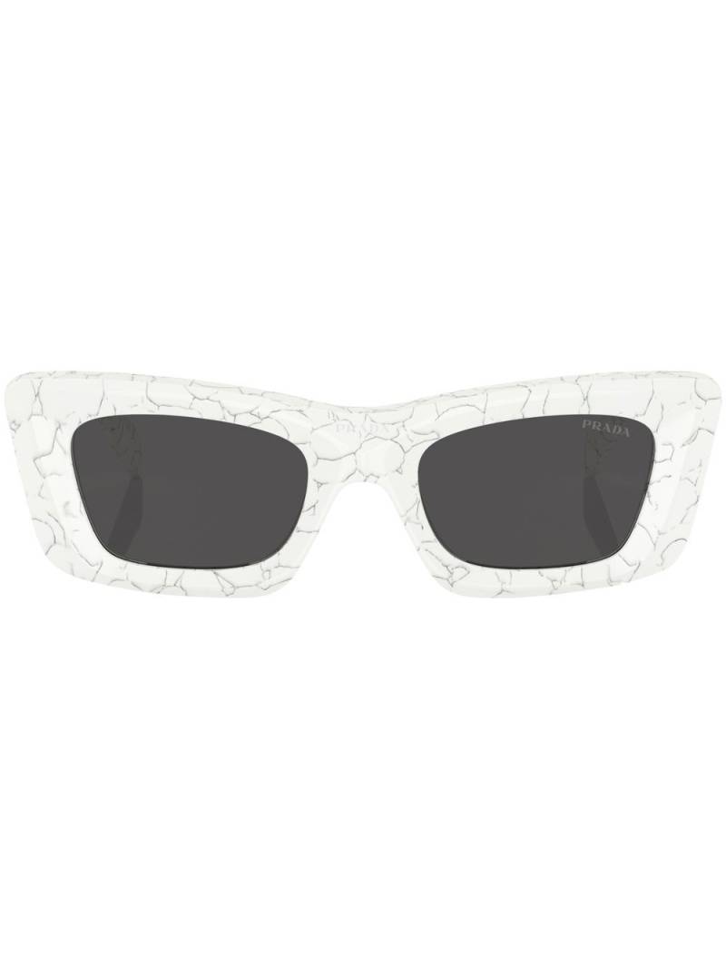 Prada Eyewear marble-print rectangular-frame sunglasses - White von Prada Eyewear