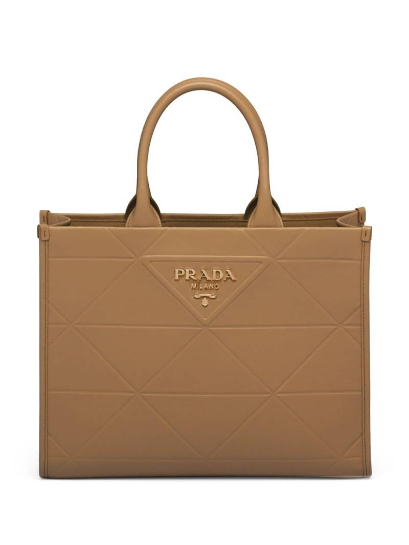 Prada medium Symbole leather tote bag - Brown von Prada