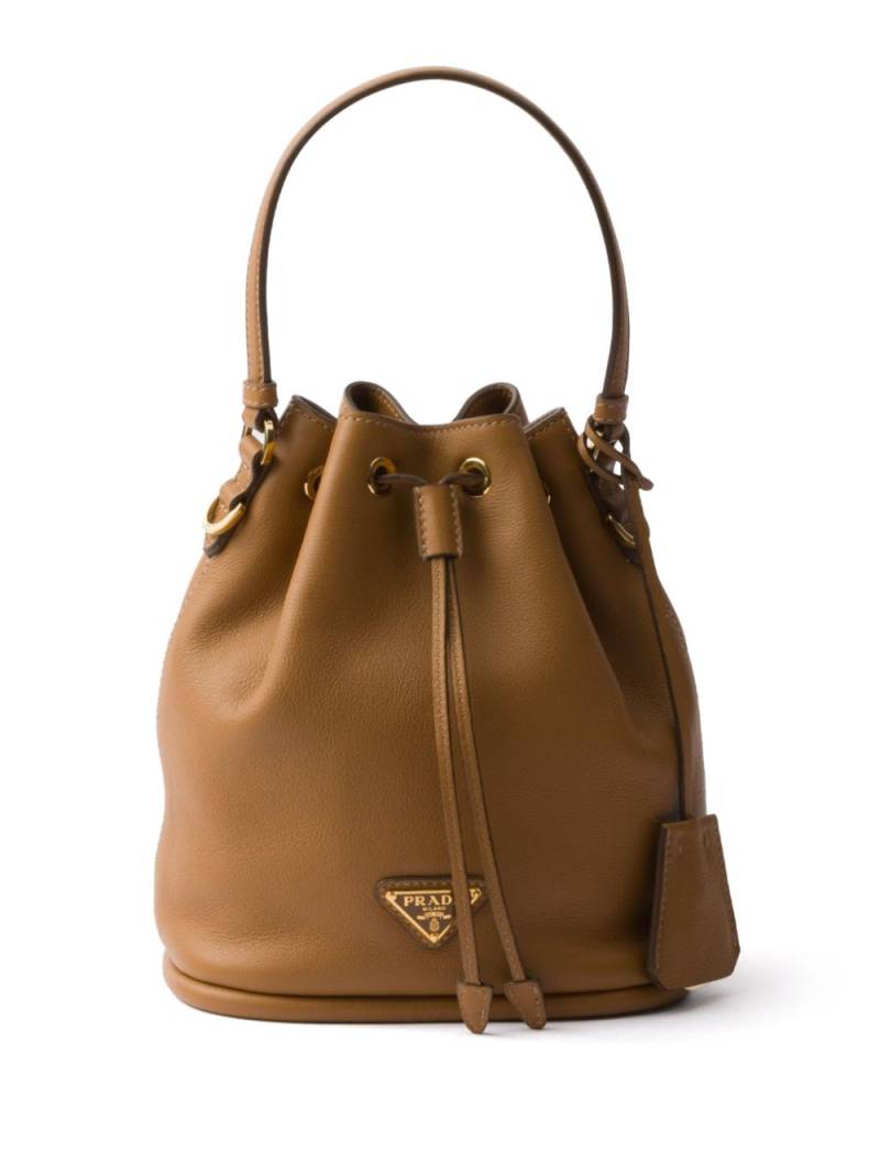 Prada mini leather bucket bag - Brown von Prada