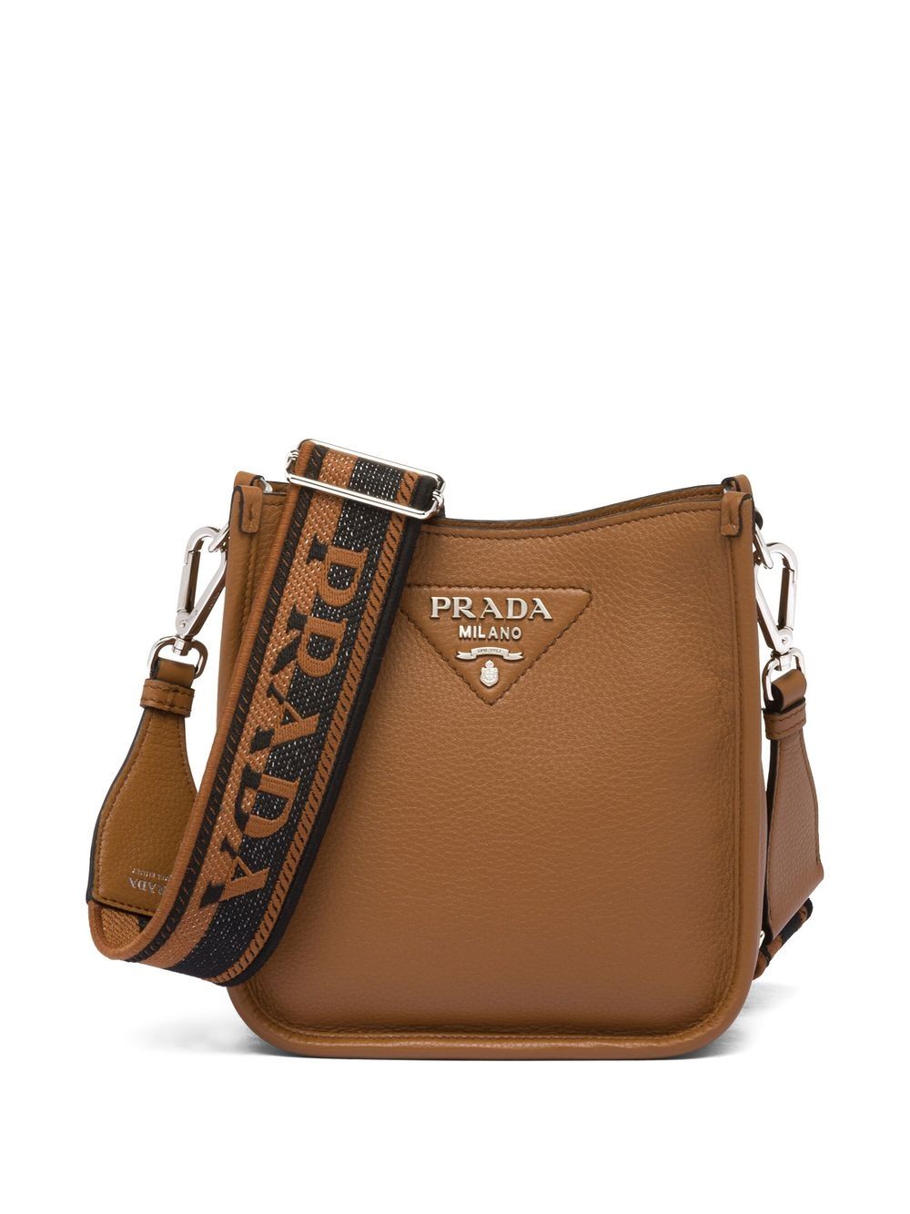 Prada mini logo-plaque shoulder bag - Brown von Prada