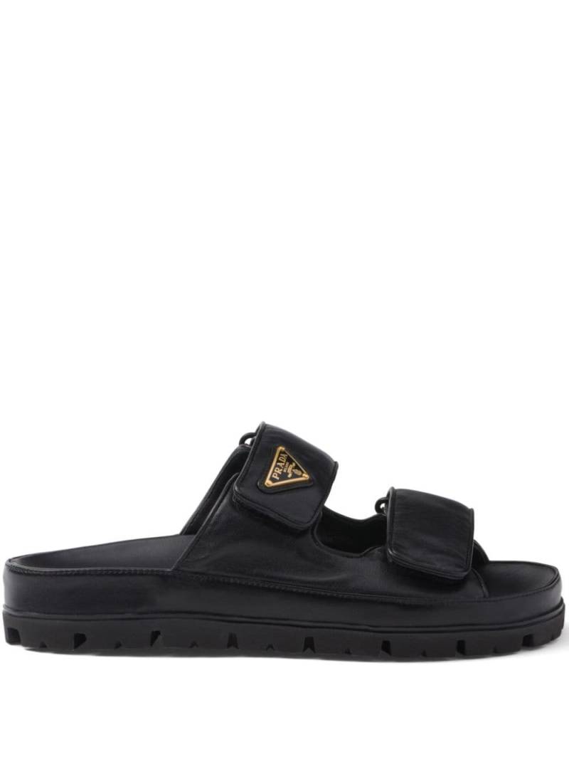 Prada padded leather slides - Black von Prada