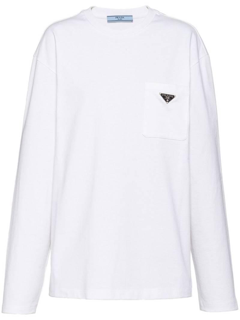 Prada triangle-logo jersey T-shirt - White von Prada