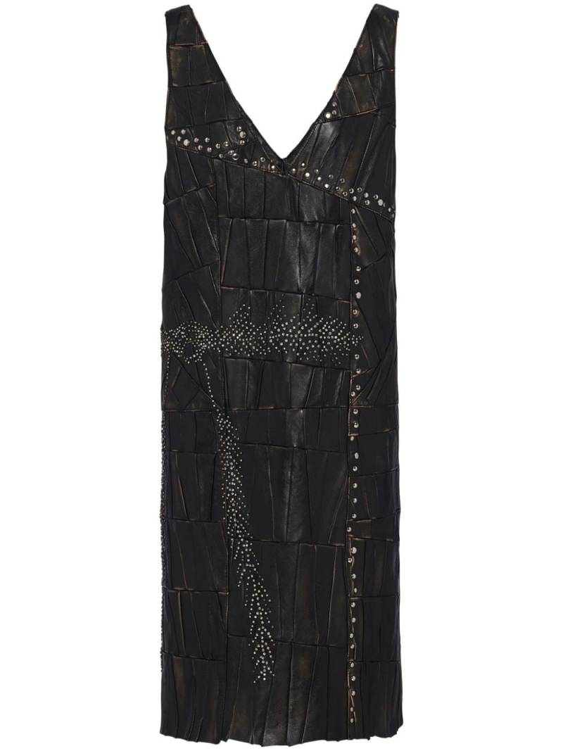 Prada patchwork leather midi dress - Black von Prada