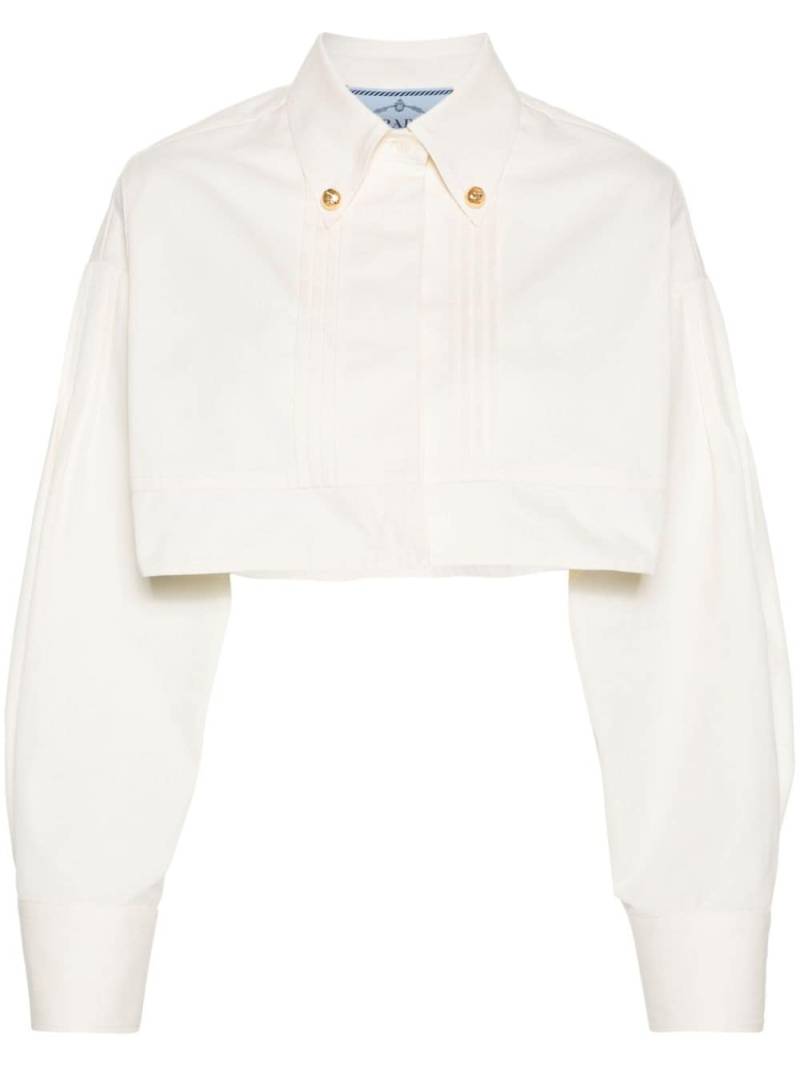 Prada pintuck-detail cropped jacket - Neutrals von Prada