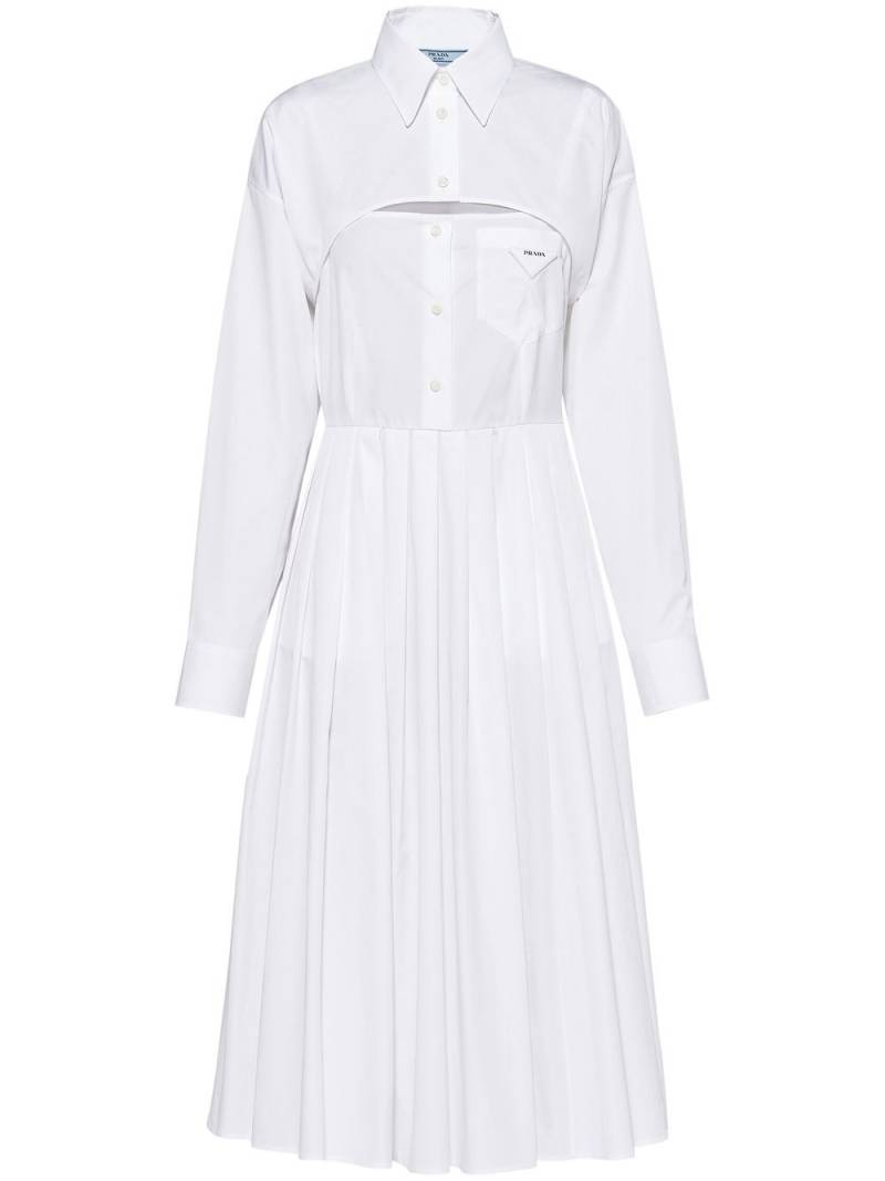 Prada pleated-skirt poplin shirtdress - White von Prada