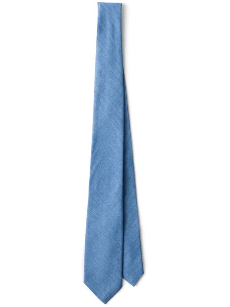 Prada pointed-tip denim tie - Blue von Prada