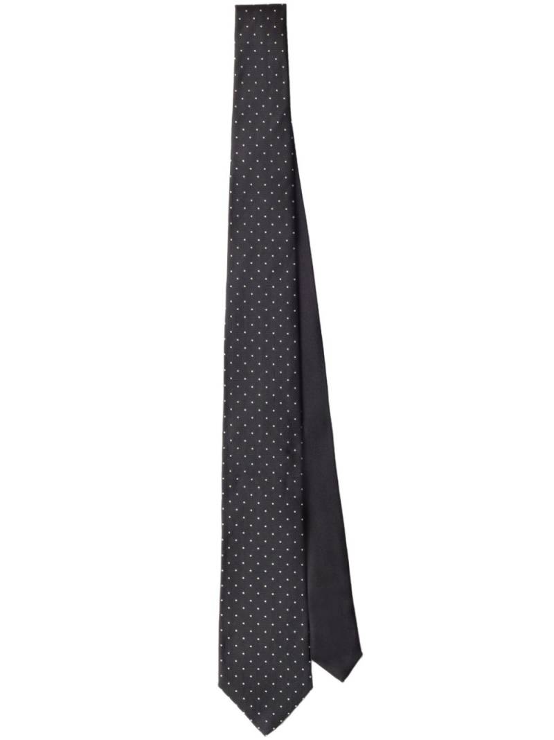 Prada polka dot-jacquard silk tie - Black von Prada