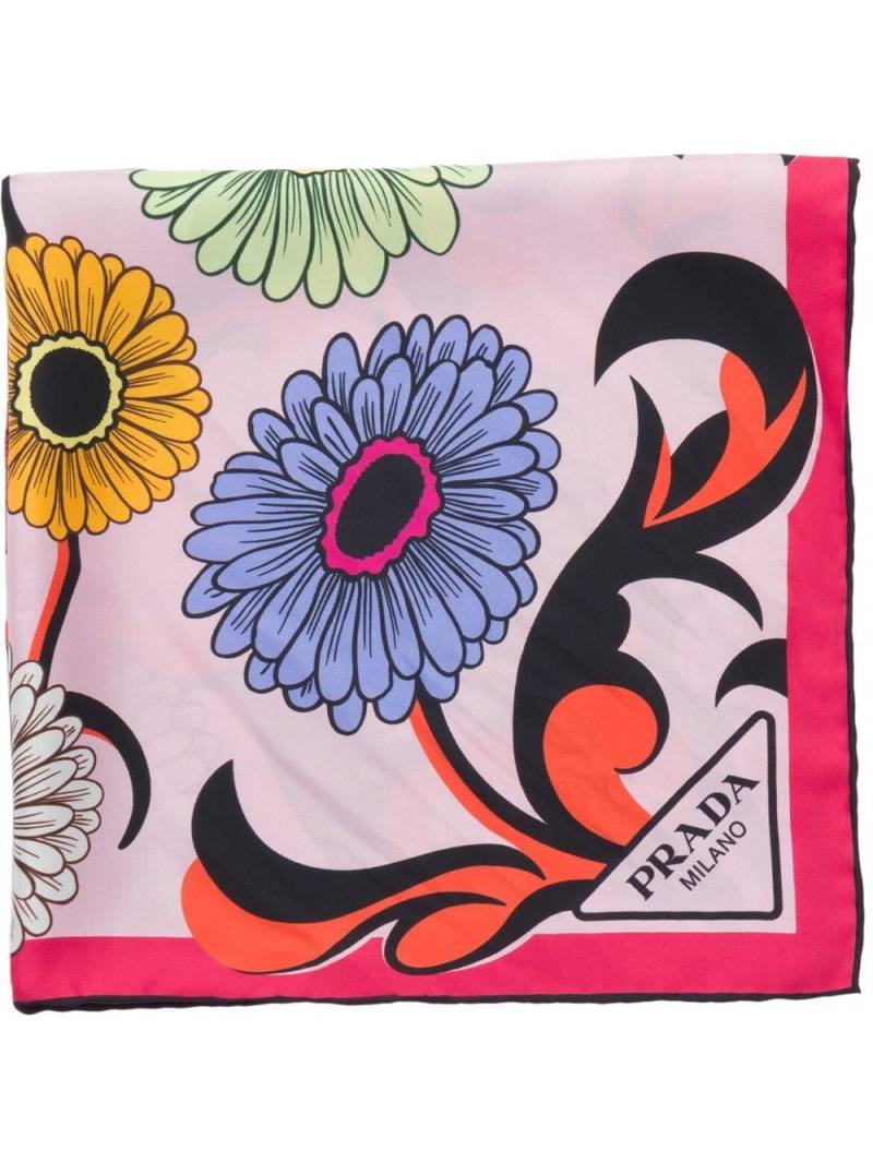 Prada floral-print twill scarf - Pink von Prada