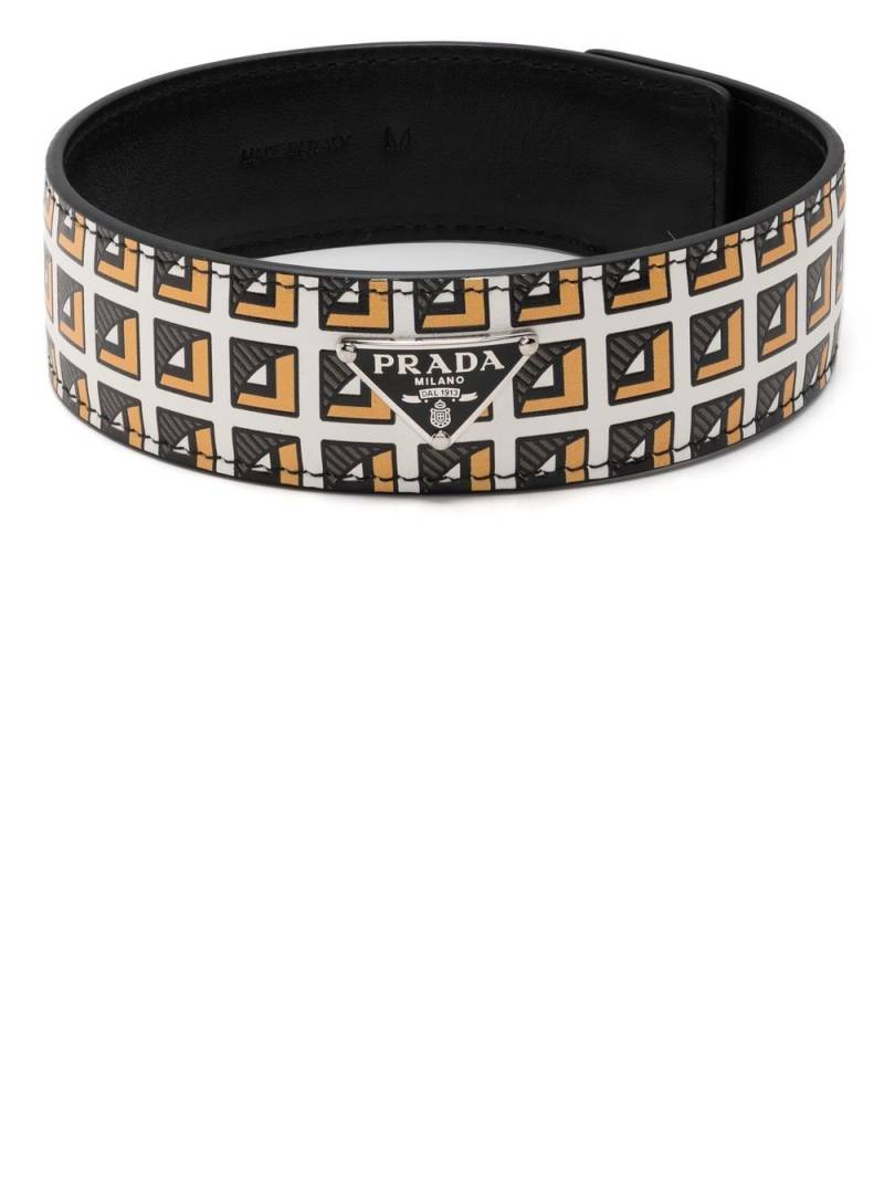 Prada printed leather logo-plaque choker - Black von Prada