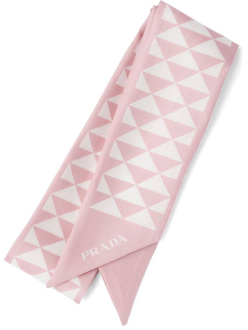 Prada triangle-logo twill scarf - Pink von Prada