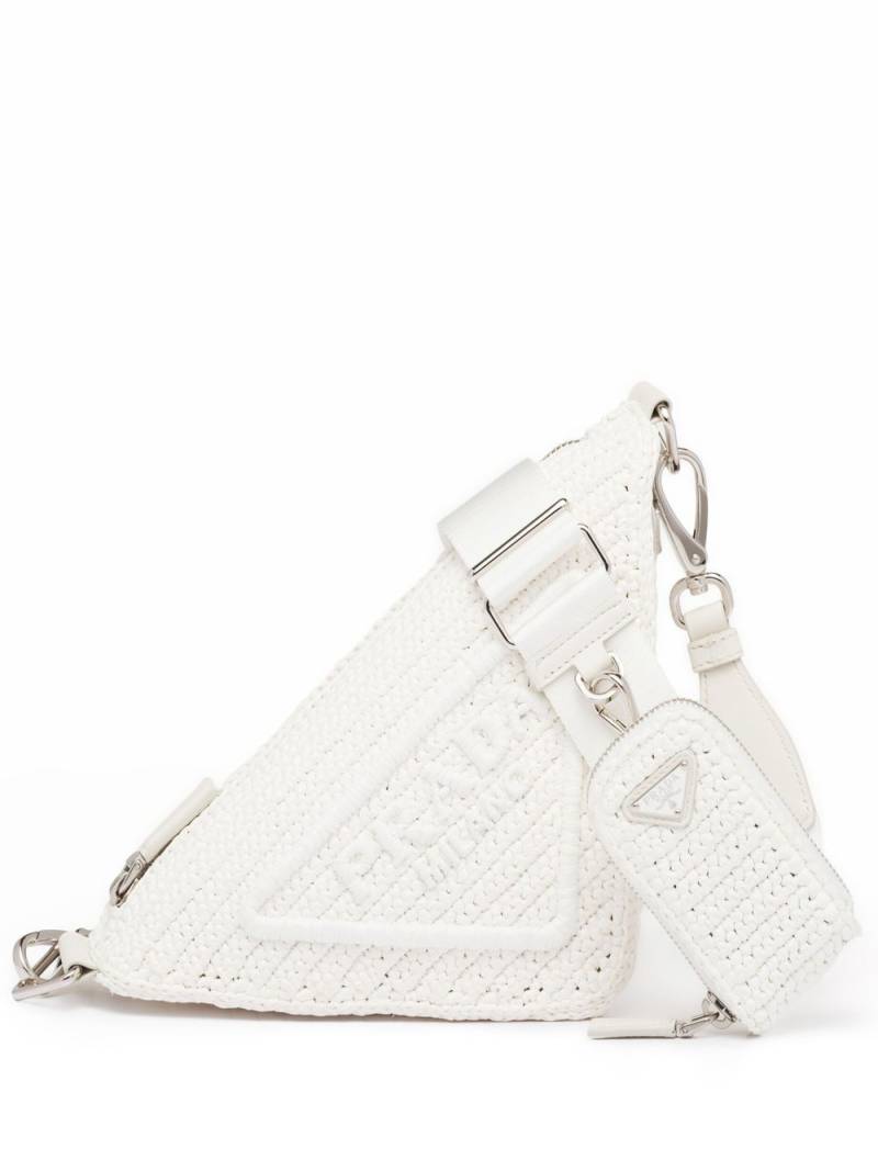 Prada raffia Triangle shoulder bag - White von Prada