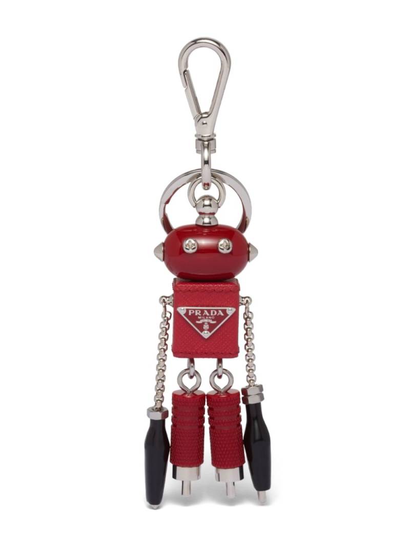 Prada robot-pendant leather keychain - Red von Prada