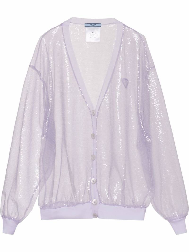 Prada sequin-embellished tulle cardigan - Purple von Prada