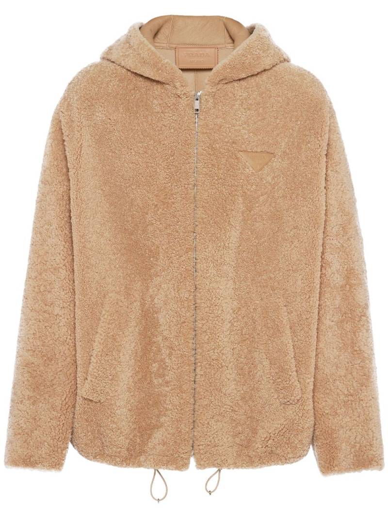 Prada hooded shearling jacket - Neutrals von Prada