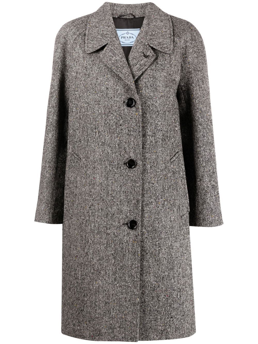 Prada single-breasted tweed coat - Grey von Prada