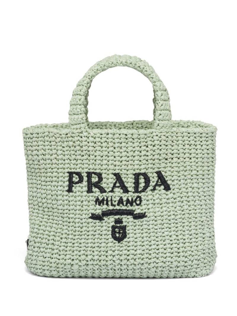 Prada small raffia tote bag - Green von Prada