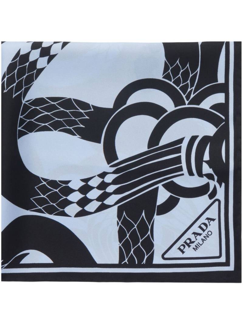 Prada snake-printed silk scarf - Blue von Prada